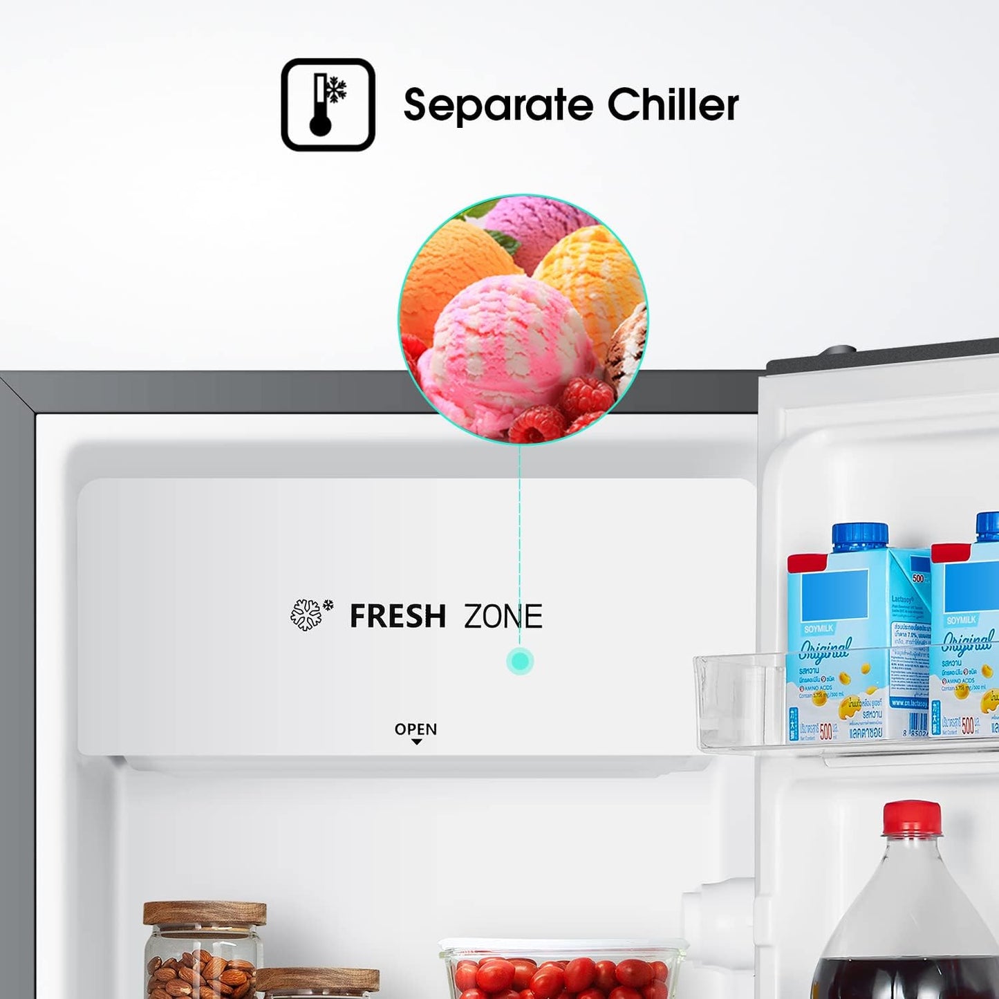 Hisense 60 Liter Compact Single Door Refrigerator, Silver - RR60D4ASU"Min 1 year manufacturer warranty"