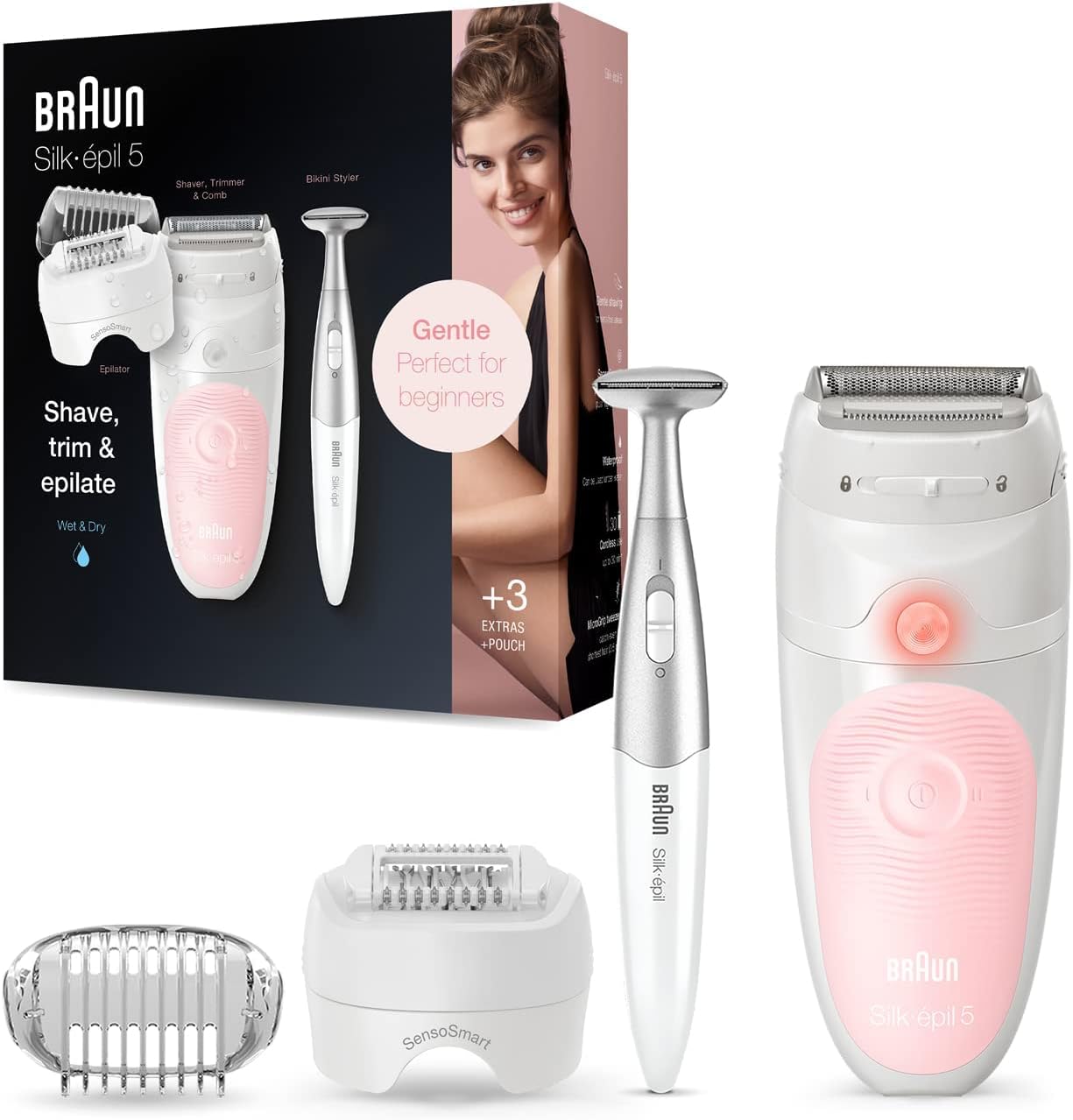 Braun Silk-Epil 5 5-541 Wet & Dry Epilator With 4 Extras