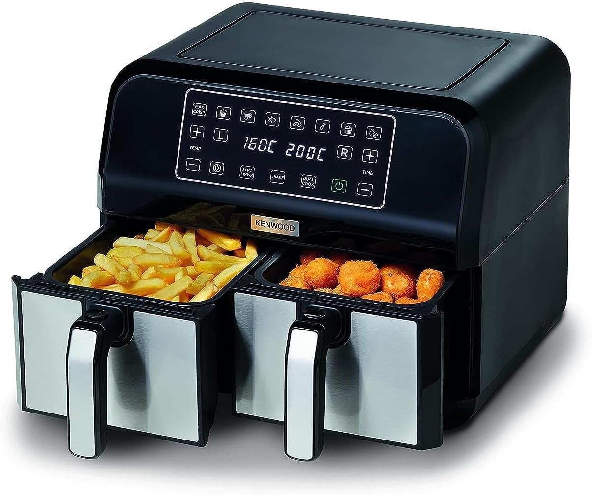 Kenwood 2-in-1 25L Toaster Oven+Air Fryer - Oven Toaster Grill with Large Capacity, Rotisserie Function for Frying, Roasting, Grilling, Broiling, Baking, Browning, Defrosting,Heating MOA25.600BK Black