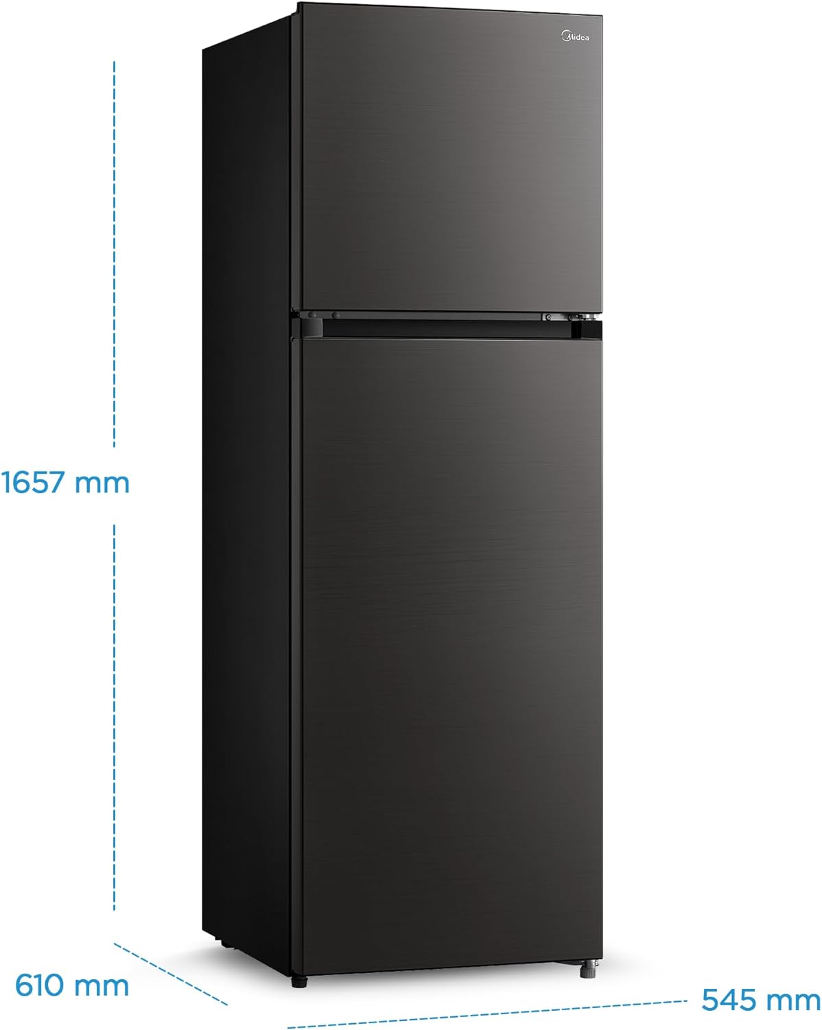 Midea 390L Gross Top Mount Double Door Refrigerator MDRT390MTE28 2 Doors Frost Free Fridge Freezer with Smart Sensor & Humidity Control, Active-C Fresh, Multi-Air Flow, Electronic Control Dark Silver