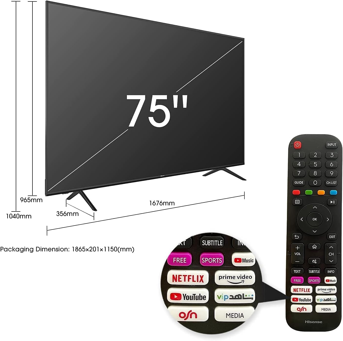 Hisense 50 Inch TV 4K UHD Smart TV, With Dolby Vision HDR, DTS Virtual X, YouTube, Netflix, Freeview Play & Alexa Built-in, Bluetooth & WiFi Black Model 50A61GTUK - 1 Year Full Warranty.