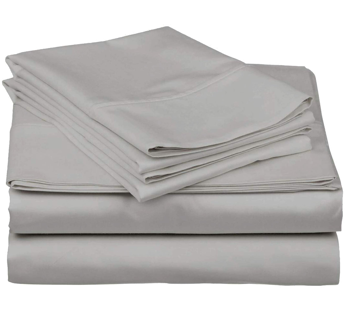 Queen Size Pure Egyptian Cotton Bed Sheets Set, 800 Thread Count Silver Solid (6 PC) Bedding and PillowCases – Egyptian Cotton Sheets Queen Size Bed - Sateen Sheets - 18” Deep Pocket Sheets