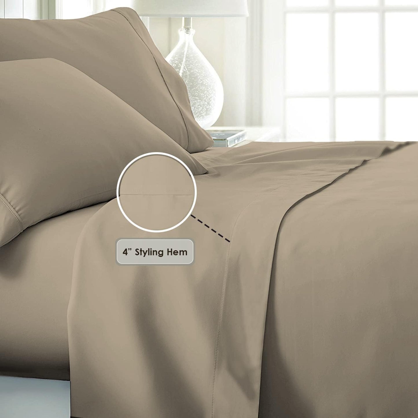 Soft 600 Thread Count Cotton Bed Sheets Full Size Simply Taupe, 100% Long Staple Cotton Cool & Breathable Sateen Sheets Deep Pocket fit Upto 15 inch (Simply Taupe 100 Cotton Sheets)