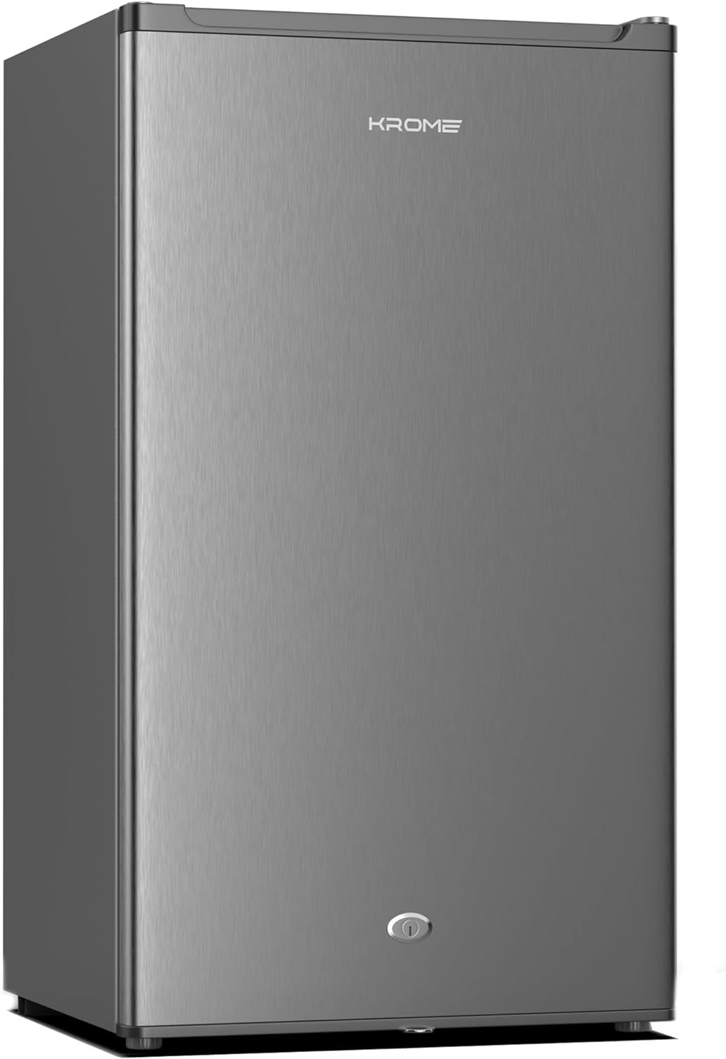 KROME 60L Gross, Single Door Compact Refrigerator, Energy Class A+, Reversible Door, Mini Fridge Suitable for Kitchen, Bedroom Office & Minibar, INOX Color, 5 Year Compressor Warranty- KR-RDC60H