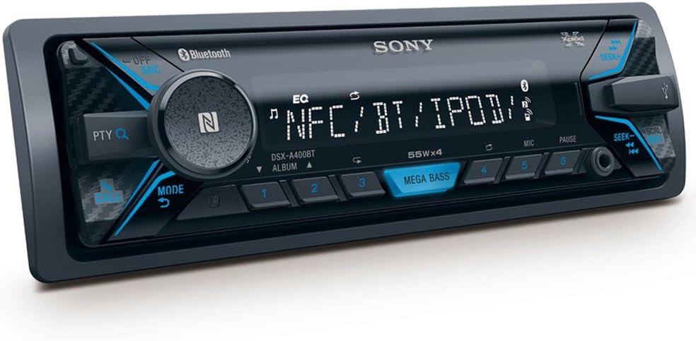 Sony DSX-A416BT Car radio With Dual Bluetooth, NFC, USB and AUX connection and Apple iPod/iPhone Control, 35000 Colours and Handsfree - Multi-Colour