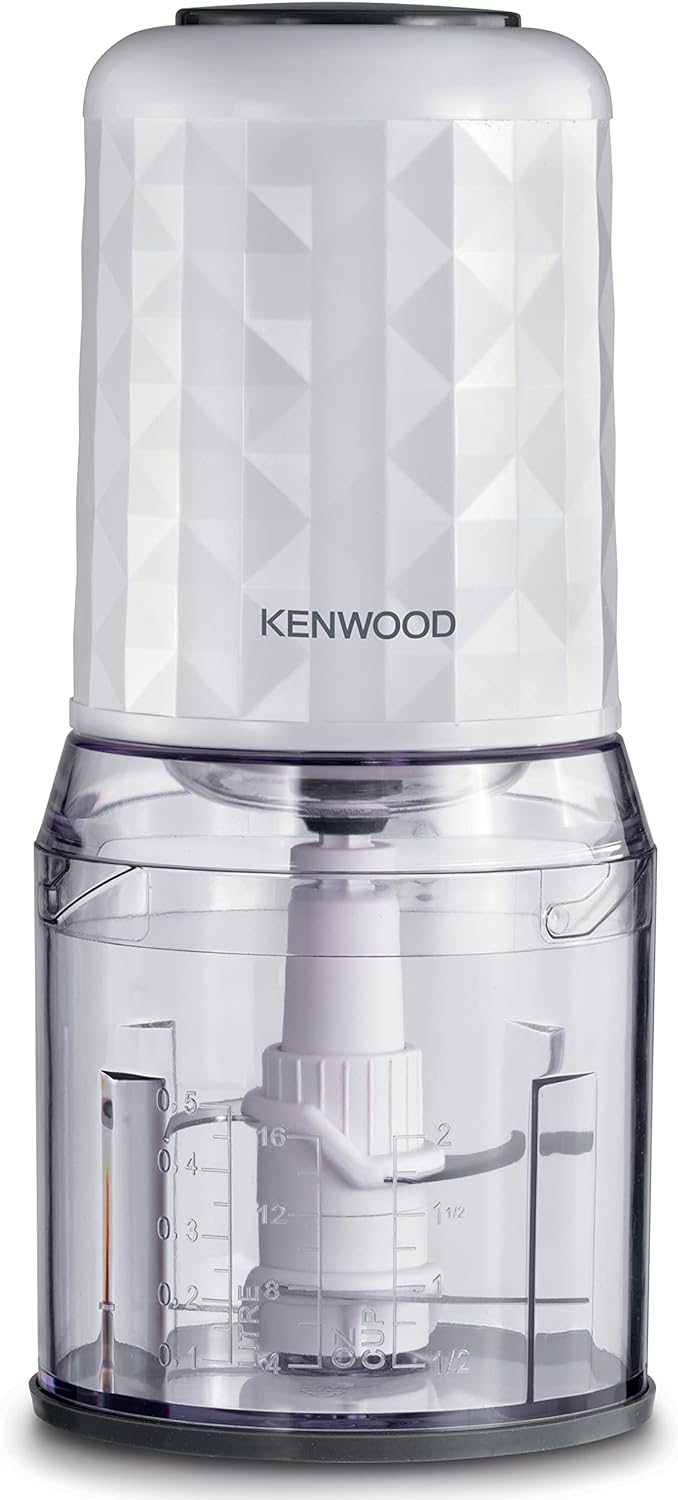 Kenwood Chopper 400W Electric Food Chopper With 500Ml Bowl, Dual Speed, Stainless Steel Quad Blade, Rubber Lid, Ice CrUSh Function Chp40.000Wh White