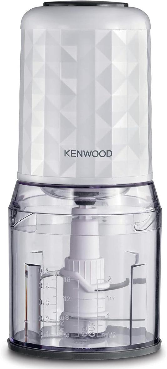 Kenwood Chopper 400W Electric Food Chopper With 500Ml Bowl, Dual Speed, Stainless Steel Quad Blade, Rubber Lid, Ice CrUSh Function Chp40.000Wh White