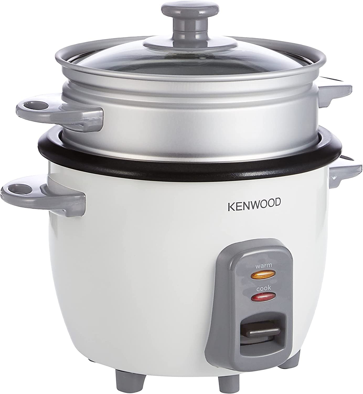 KENWOOD 2-in-1 Rice Cooker 1.8L 10-Cups Rice with Food Steamer Basket, Non-Stick Cooking Pot, Temepered Glass Lid, Warm/Cook Lights, Spatula Holder, Detachable Cord RCM44.000RD Red