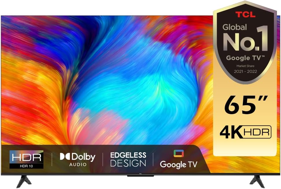 TCL 55 Inches Smart TV, 4K Ultra HD, Google TV, Dolby Audio HDR10 & Chromecast Built-in Edgeless Design - 55P637
