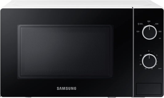 Samsung Solo Microwave Oven with Full Glass Door, 20L, White, Dual Dial, MS20A3010AH/SG, 1 Year Warranty