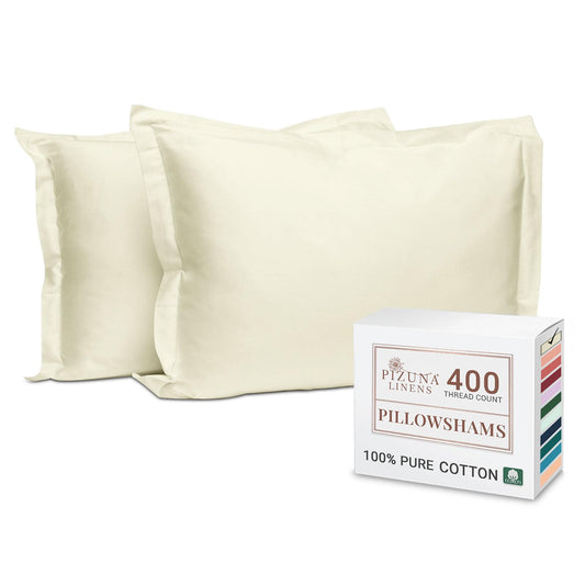 Pizuna Pure 100% Cotton Pillow Shams King Size Set of 2 Baby Blue, Luxurious 400 Thread Count Long Staple Cotton Sateen with Envelope Closure (Combed Baby Blue Cotton Pillow Shams King)