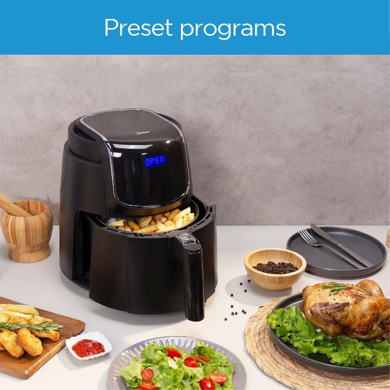 Midea 7.3L Extra Large Digital Air Fryer 1500W with Large See-Through Window, Dual Frying Functions, 8 Functions with Digital Panel, Dual Cyclone Rapid Hot Technology, Largest Oil Less Fryer, MFCY75A2