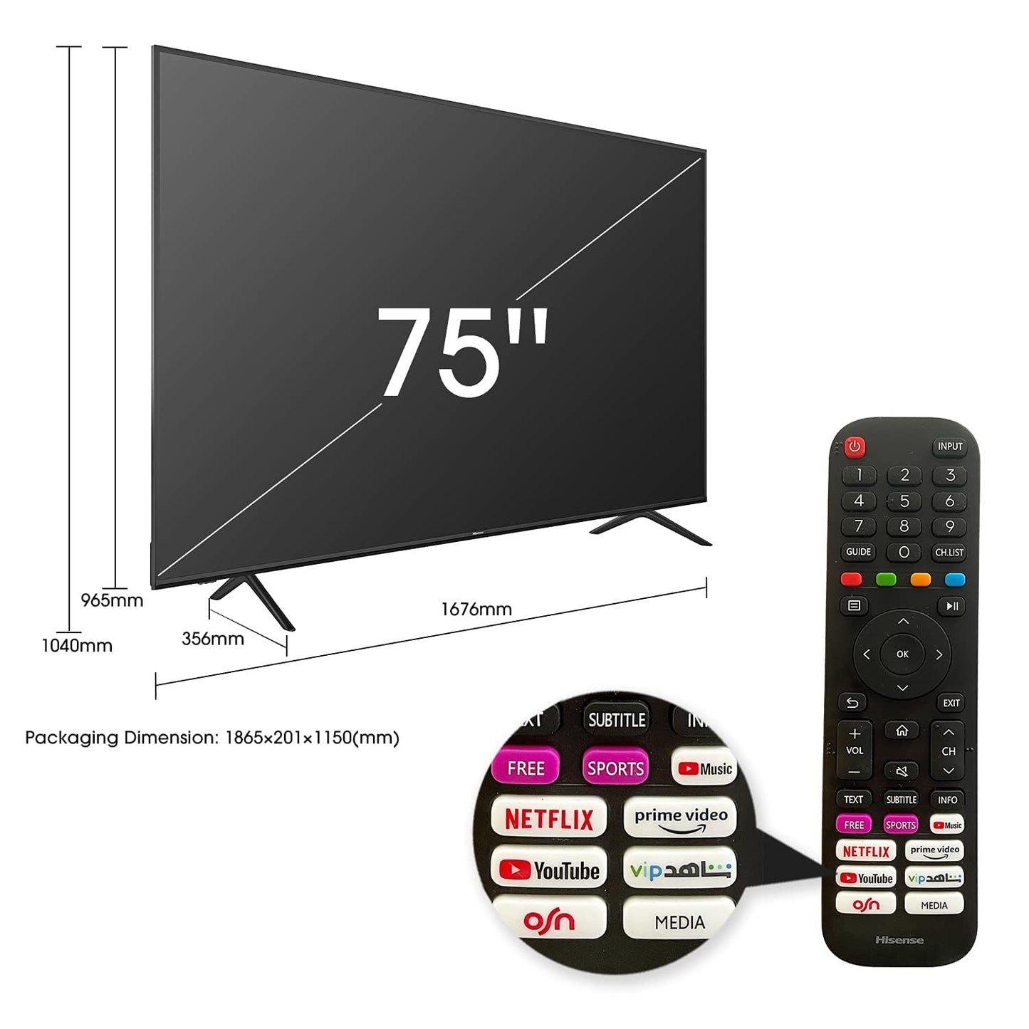 Hisense 58 Inch TV UHD Smart HDR 10/HLG Wifi (2.4GHZ) Bluetooth 5.0 DLNA HDCP Version H.265 decoder - 58A6GE (2021 Model)