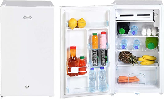 Super General 110 Liter Gross Volume Compact Mini-Refrigerator SGR-131-H, White, Beverage-Fridge with Child Lock, Shelf, Freezer-Box, reversible door, 47.5 x 44.5 x 85 cm