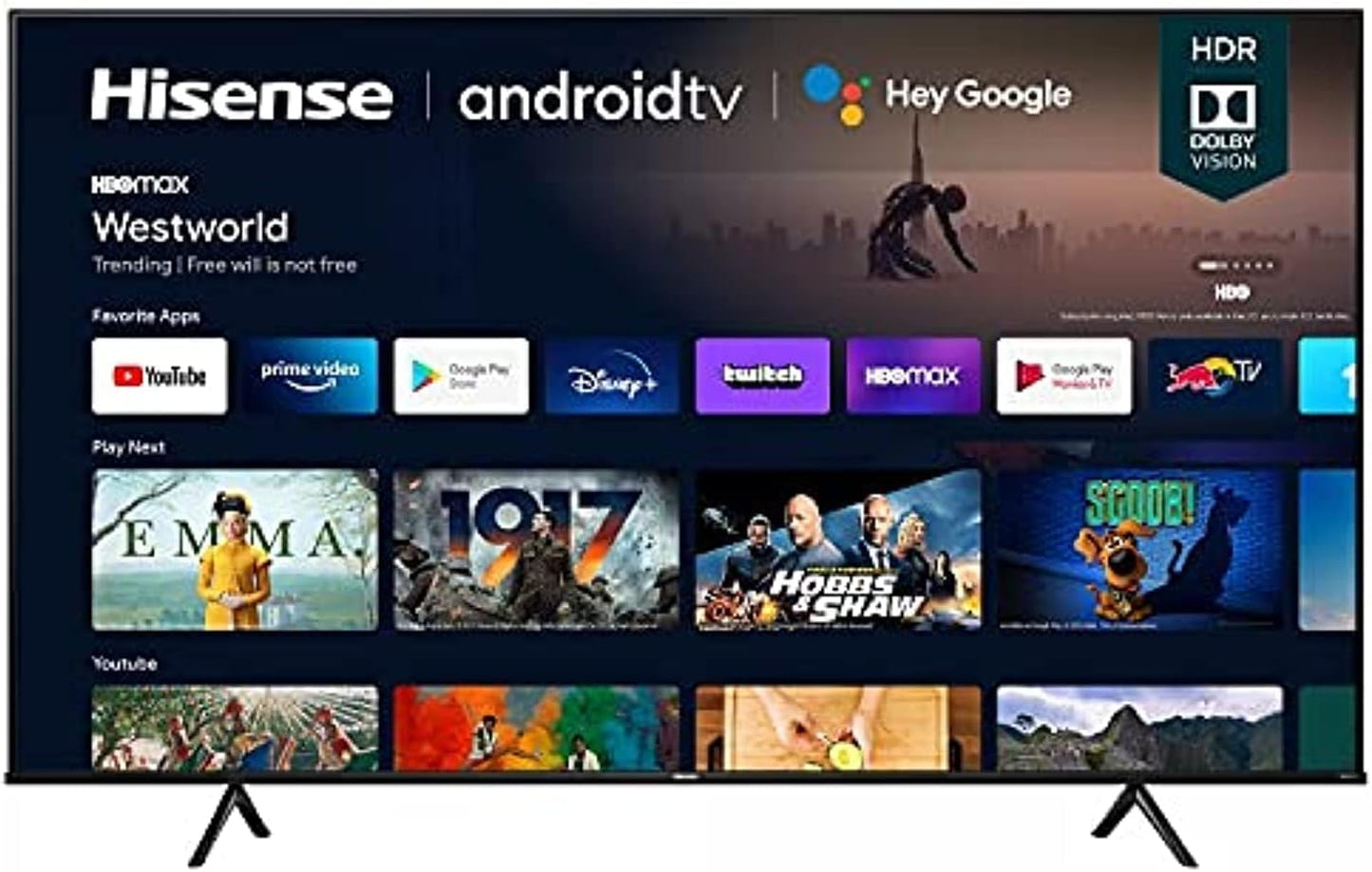 Hisense 50 Inch TV 4K UHD Smart TV, With Dolby Vision HDR, DTS Virtual X, YouTube, Netflix, Freeview Play & Alexa Built-in, Bluetooth & WiFi Black Model 50A61GTUK - 1 Year Full Warranty.