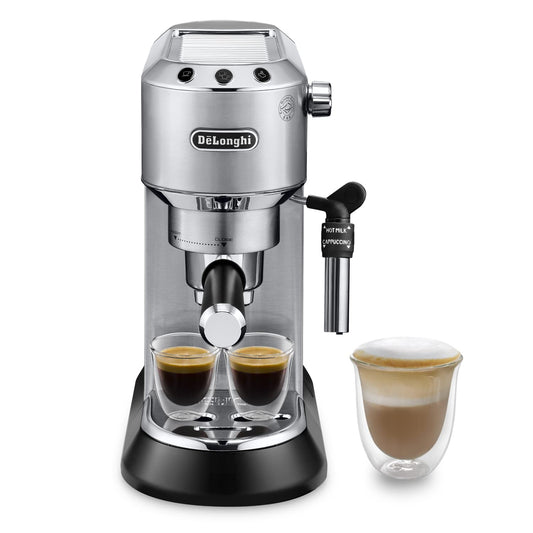 DeLonghi EC685.M |Dedica Style| Pump Espresso Coffee Machine | Espresso, Cappuccino, Latte & More Recipe Options | 15 Bar Pressure | 1350 W | Free Demo & Installation (Metal)