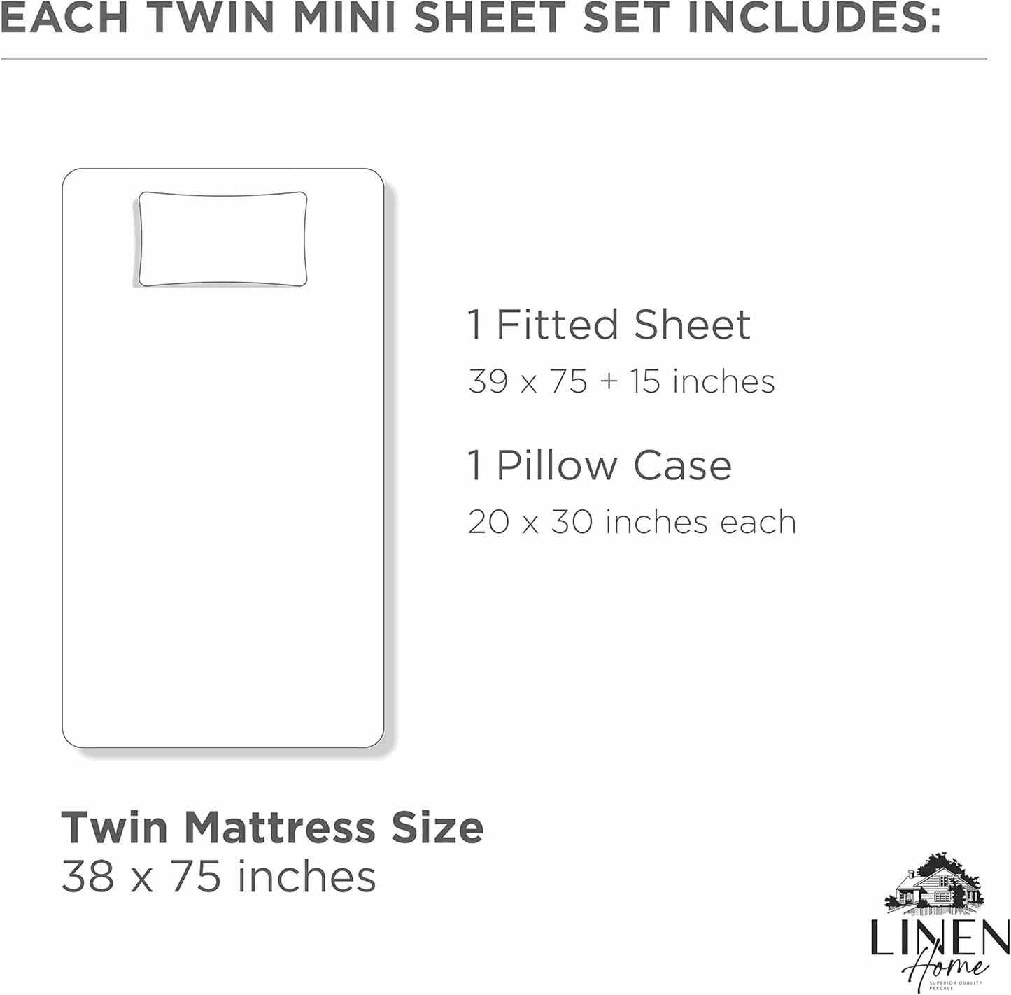 Linen Home 100% Cotton Percale Fitted Sheet Set King Size, Ivory, Deep Pocket, 3 Piece - 1 Deep Pocket Fitted Sheet and 2 Pillowcases, Crisp Cool and Strong Bed Linen