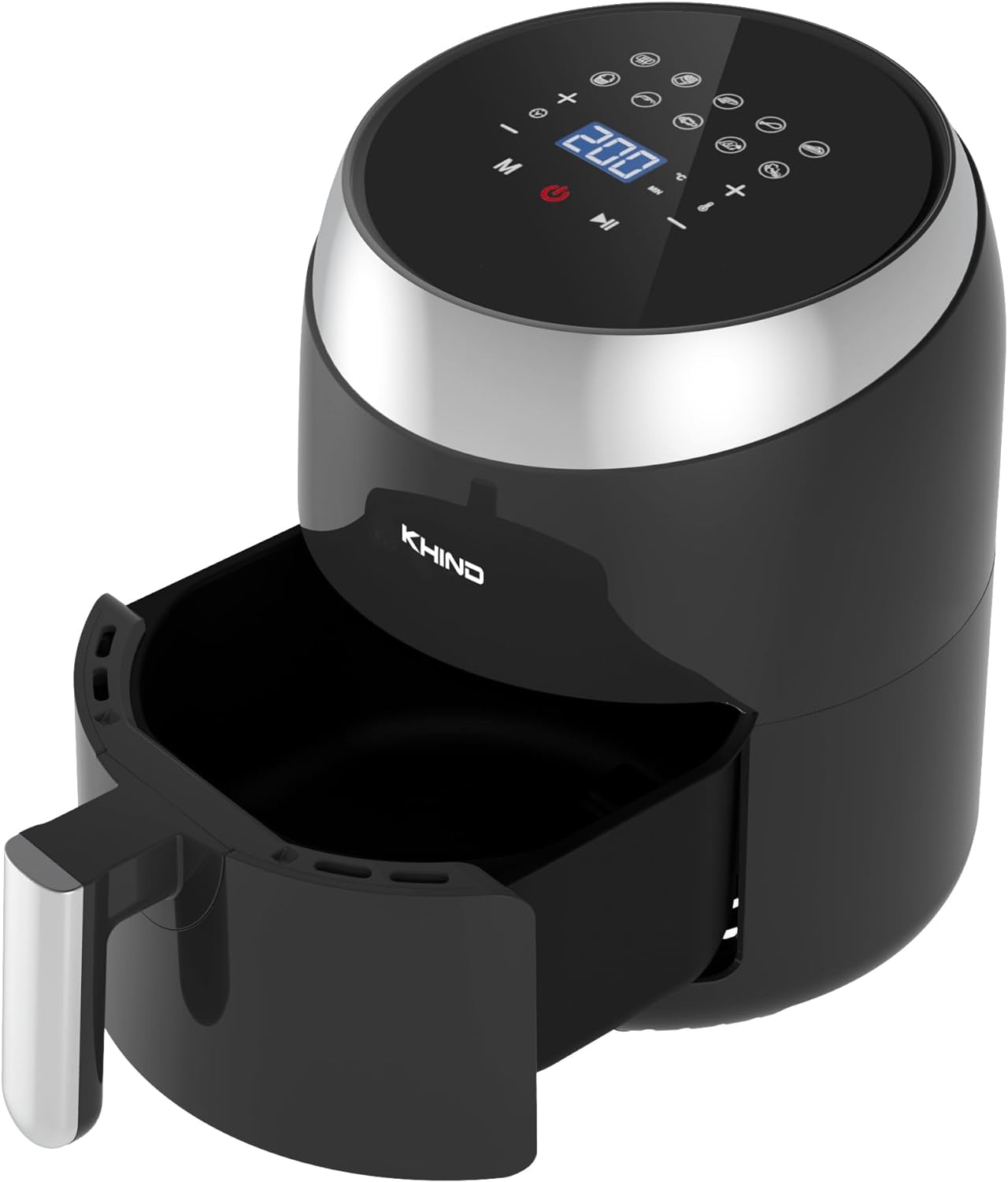 KHIND Digital Air Fryer, 1200W - Crisp, Juicy Results Every Time! Large 4-Liter Capacity, Precise Temperature Control, Precise Cooking with Durable Design, Black, ARF40CD