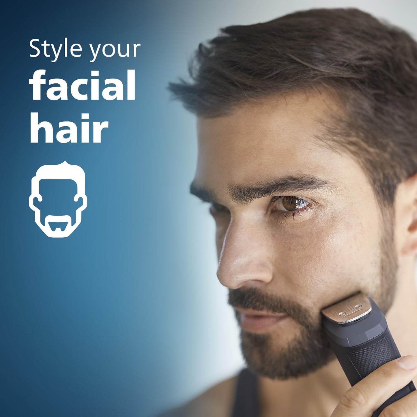 Philips Multigroom Series 3000 for Face, 6-in-1 Grooming Kit for beard, moustache, nose & ear hair, cordless, 60 min runtime, 16h full charging time, MG3710/33,Black