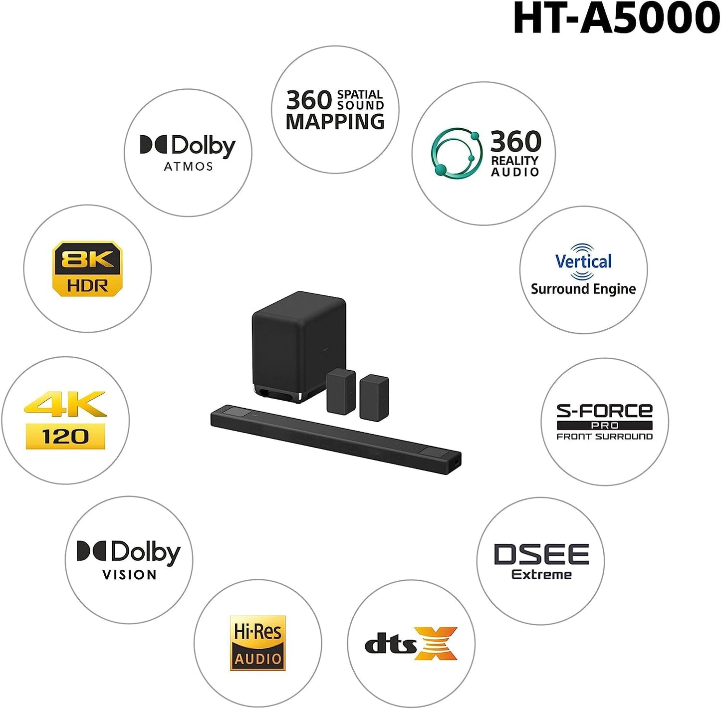 Sony HT-A3000 3.1ch Dolby Atmos Soundbar Surround Sound Home Theater with DTS:X Works with Google Assistant
