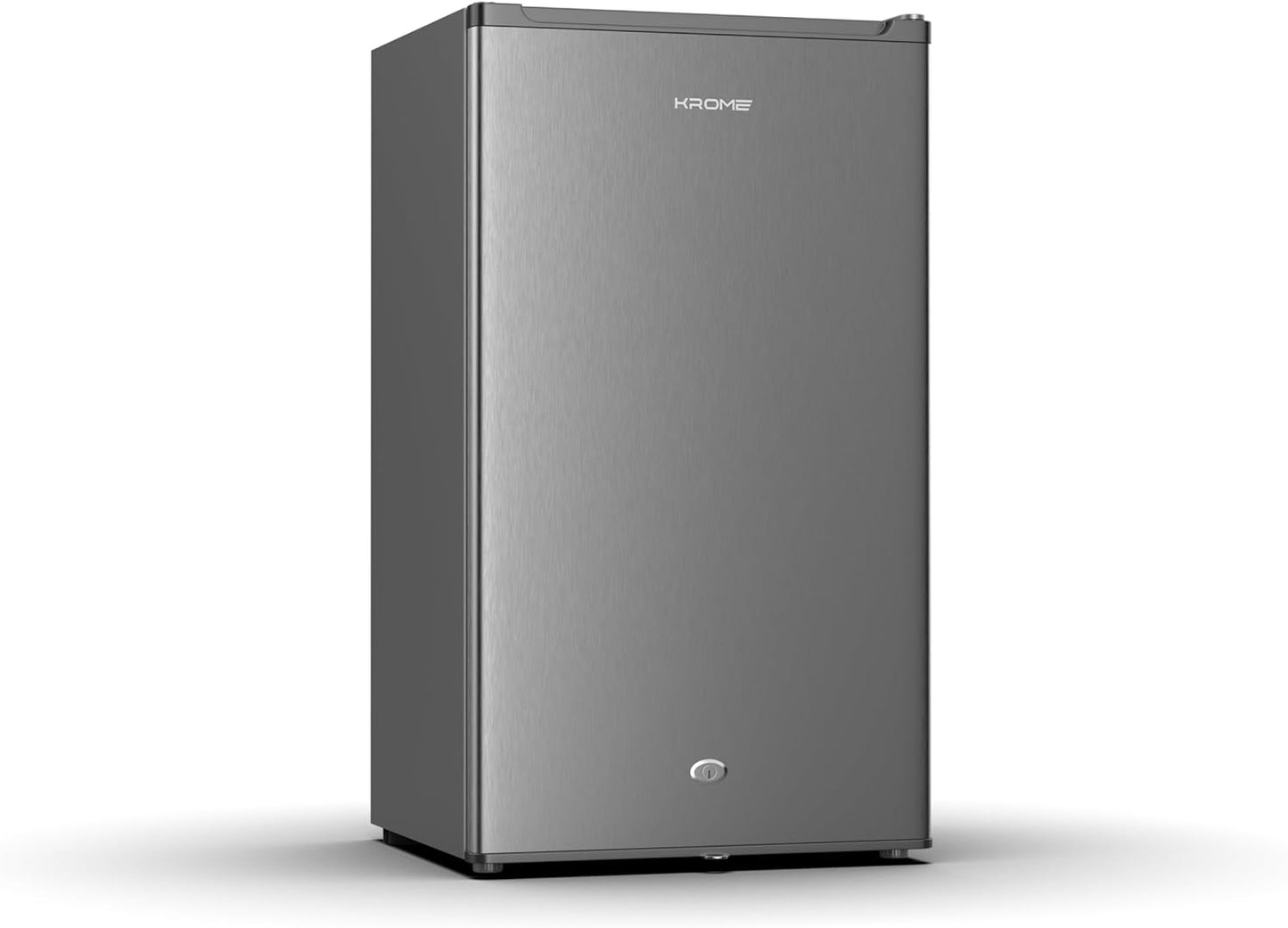 KROME 60L Gross, Single Door Compact Refrigerator, Energy Class A+, Reversible Door, Mini Fridge Suitable for Kitchen, Bedroom Office & Minibar, INOX Color, 5 Year Compressor Warranty- KR-RDC60H