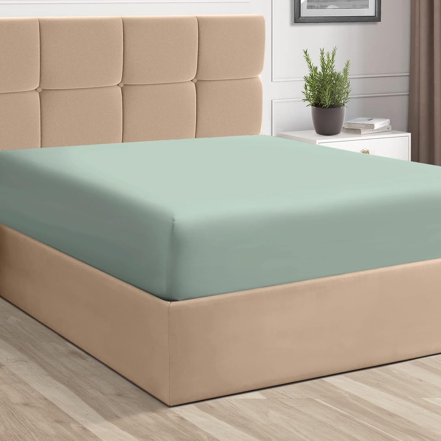 100% Cotton Twin Fitted Sheet White, Luxurious 400 Thread Count Long Staple Cotton Sateen 15" Deep Pocket Twin Sheets (Combed Cotton Fitted Sheet)