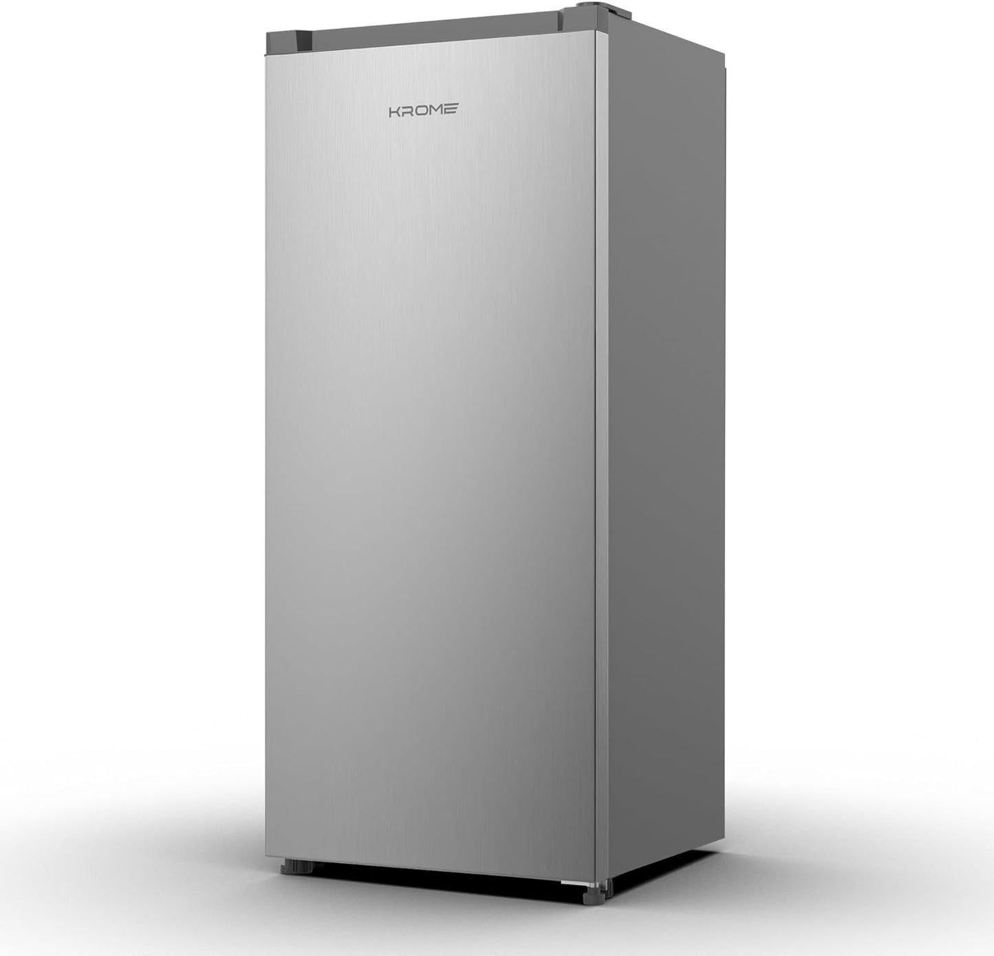 KROME 60L Gross, Single Door Compact Refrigerator, Energy Class A+, Reversible Door, Mini Fridge Suitable for Kitchen, Bedroom Office & Minibar, INOX Color, 5 Year Compressor Warranty- KR-RDC60H