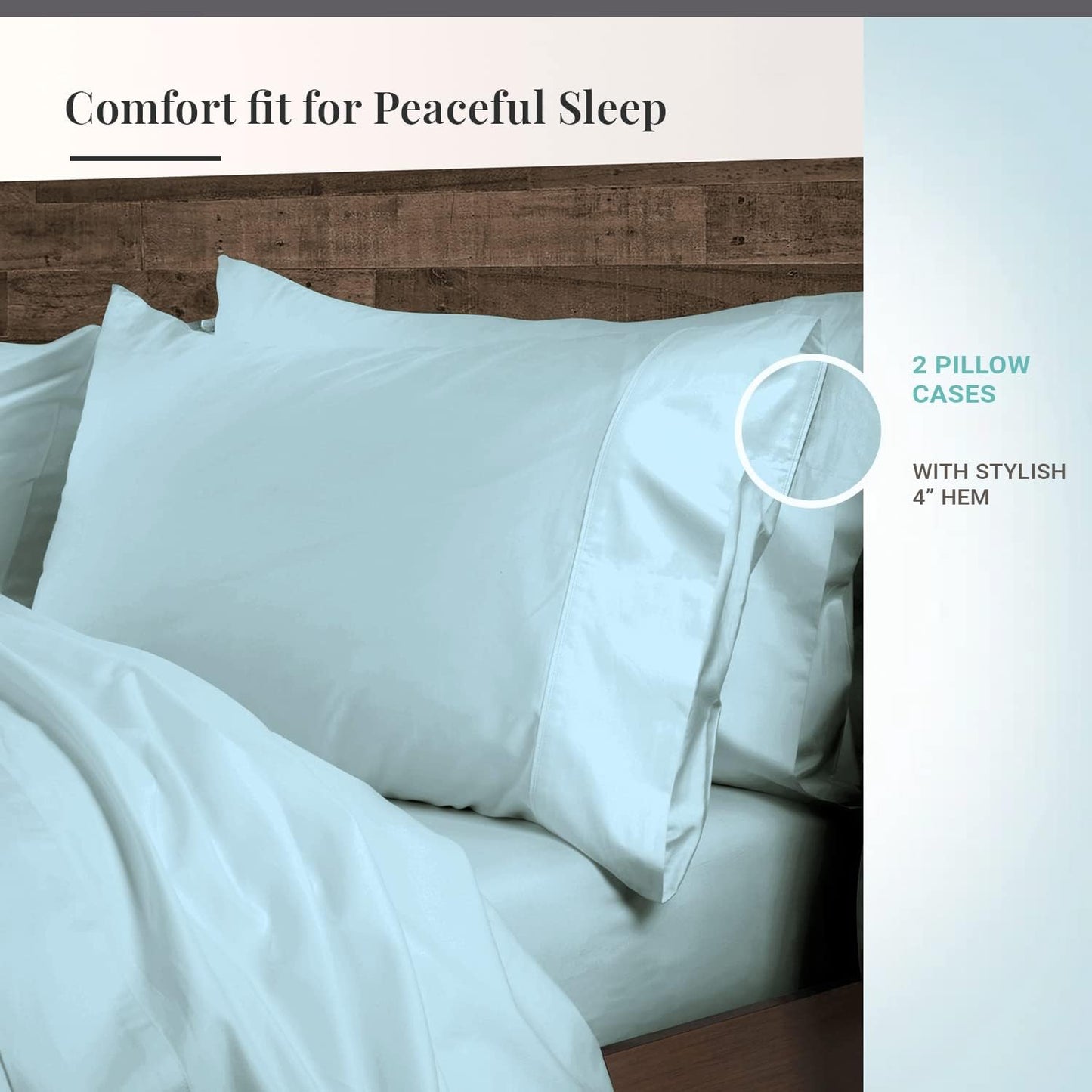 Pizuna Soft 100% Long Staple Cotton Breathable Cool Satin King Pillowcase Set of 2, Ivory, 18" x 18"