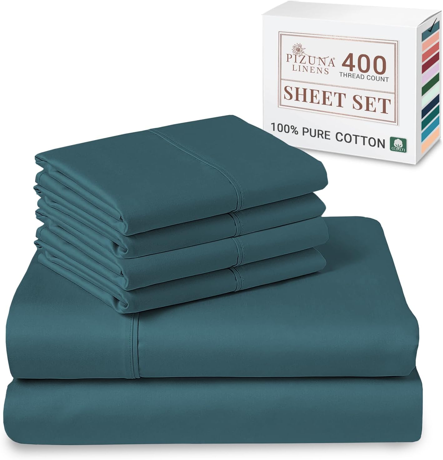 100% Cotton Sheets Full Size, Luxurious 400 Thread Count Long Staple Cotton Sateen Sheets with 15inch Deep Pocket (Combed Silver Sheet Full)