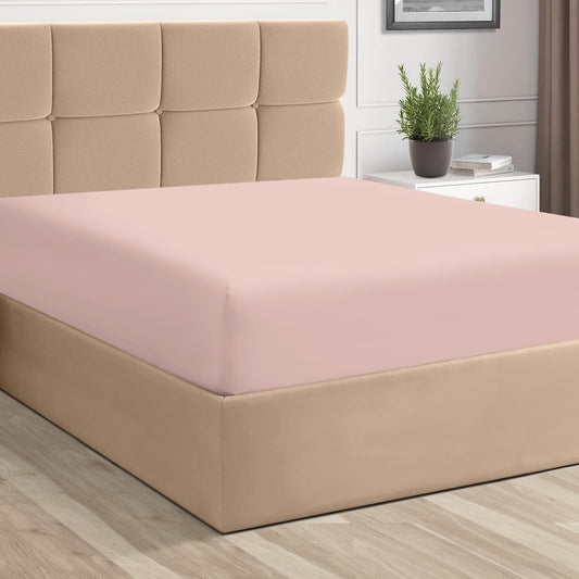 Soft 400 Thread Count Cotton King Fitted Sheets Rose 1pc, 100% Long Staple Cotton Sateen Fitted Sheet Bed fits Upto 15 inch Deep Pockets (Rose 100% Cotton Deep Fitted Sheets King)