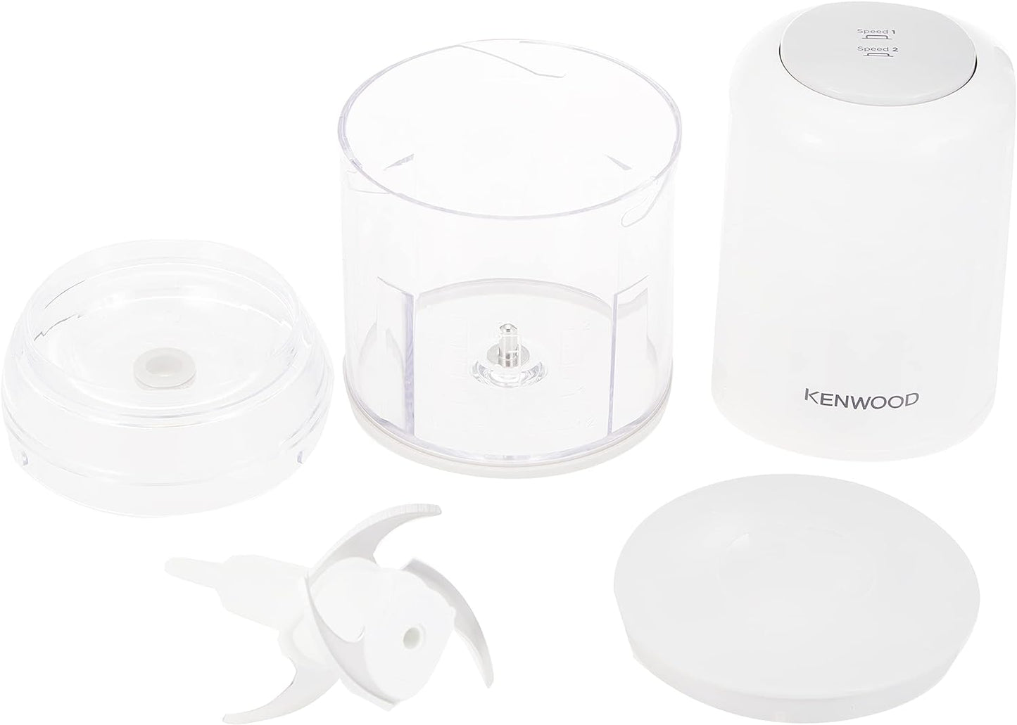 Kenwood Chopper 400W Electric Food Chopper With 500Ml Bowl, Dual Speed, Stainless Steel Quad Blade, Rubber Lid, Ice CrUSh Function Chp40.000Wh White