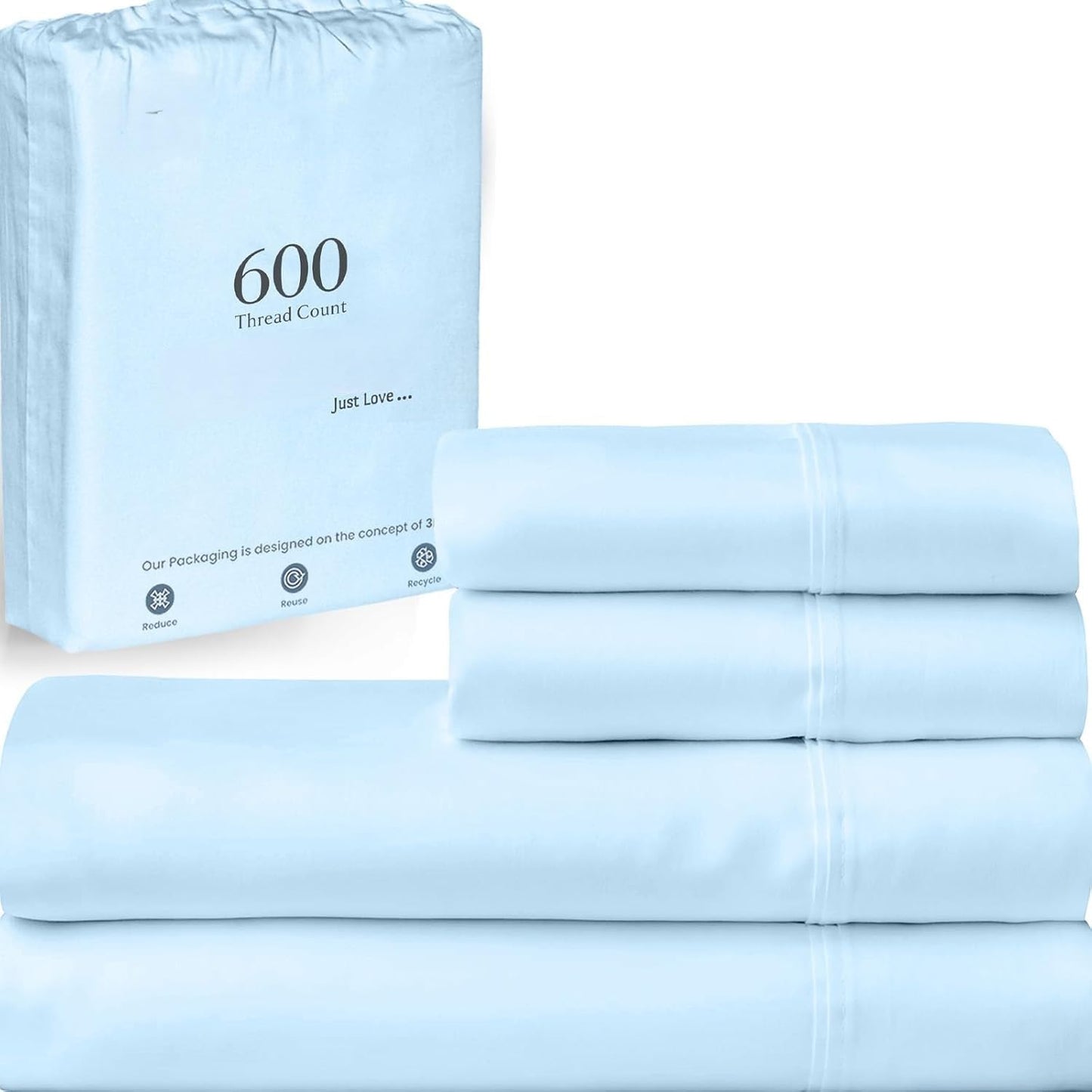 Lavish Touch Egyptian Cotton Sheets Set | 4-Piece with 1 Deep Pocket Fitted Sheet, Flat Sheet, & Two Pillowcases, Soft Luxury Hotel Quality Bedding 600 Thread Count