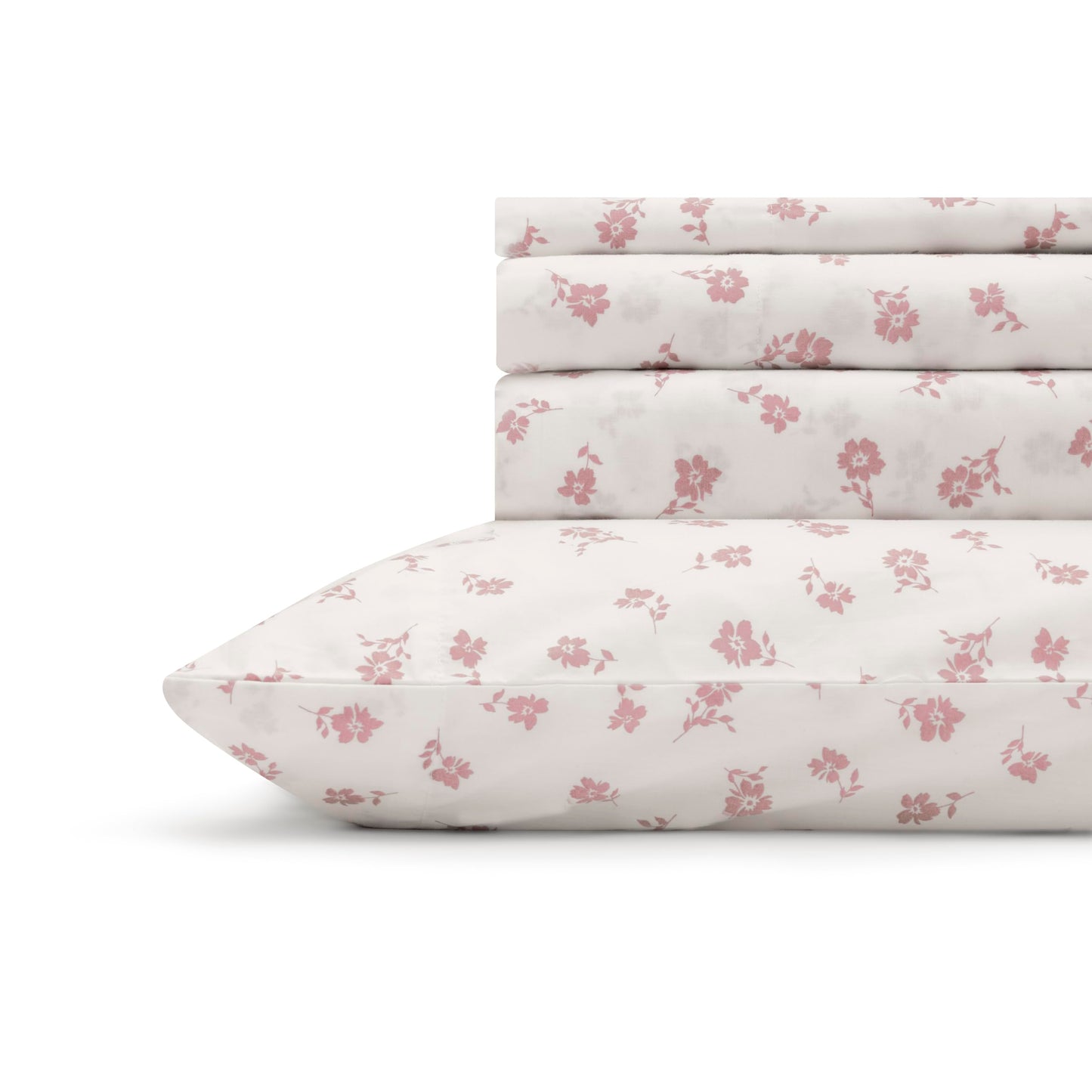 Linen Home 100% Cotton Percale Sheets California King Size, Iris Lilac, Deep Pocket, 4 Pieces Set - 1 Flat, 1 Deep Pocket Fitted Sheet and 2 Pillowcases, Crisp Cool and Strong Bed Linen