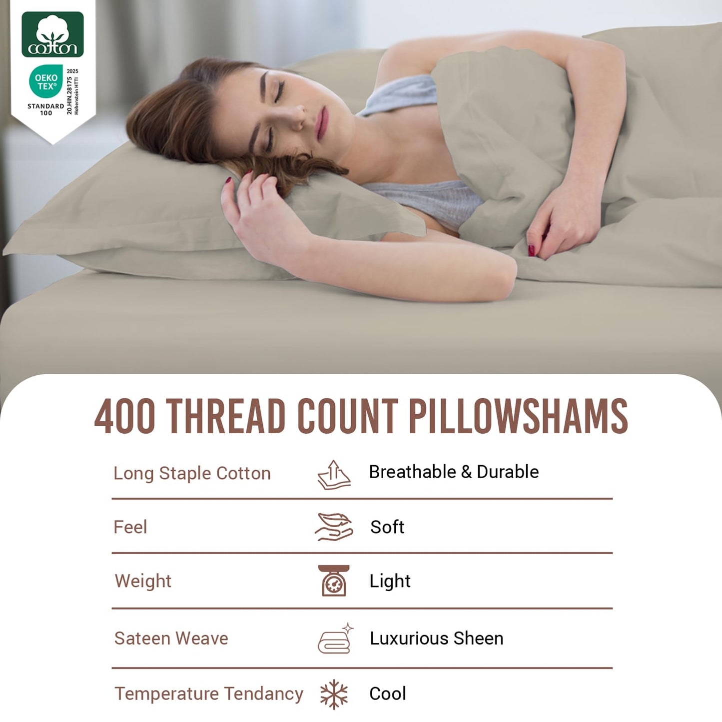 Pizuna Pure 100% Cotton Pillow Shams King Size Set of 2 Baby Blue, Luxurious 400 Thread Count Long Staple Cotton Sateen with Envelope Closure (Combed Baby Blue Cotton Pillow Shams King)