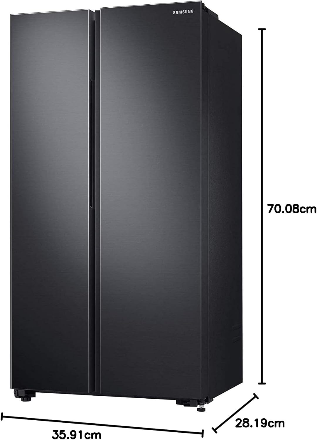 Samsung 680 Liters, Side By Side Refrigerator, RS62R5001B4/AE, Gentle Black Matt, SpaceMax Technology, 20 Year Warranty on Digital Inverter Compressor