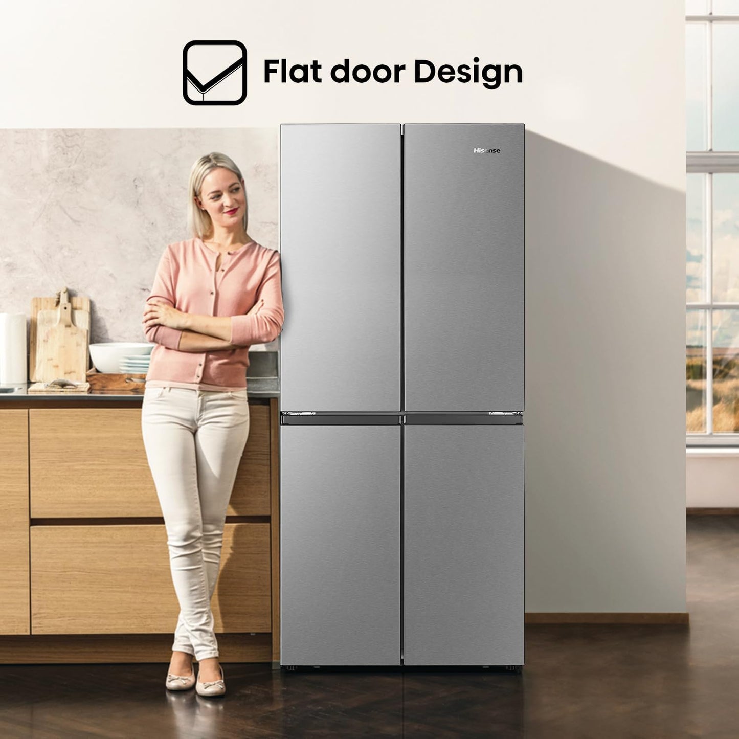 Hisense RQ561N4AC1 561 Four Door Refrigerator, No Frost Technology, Silver, 1 Year Warranty