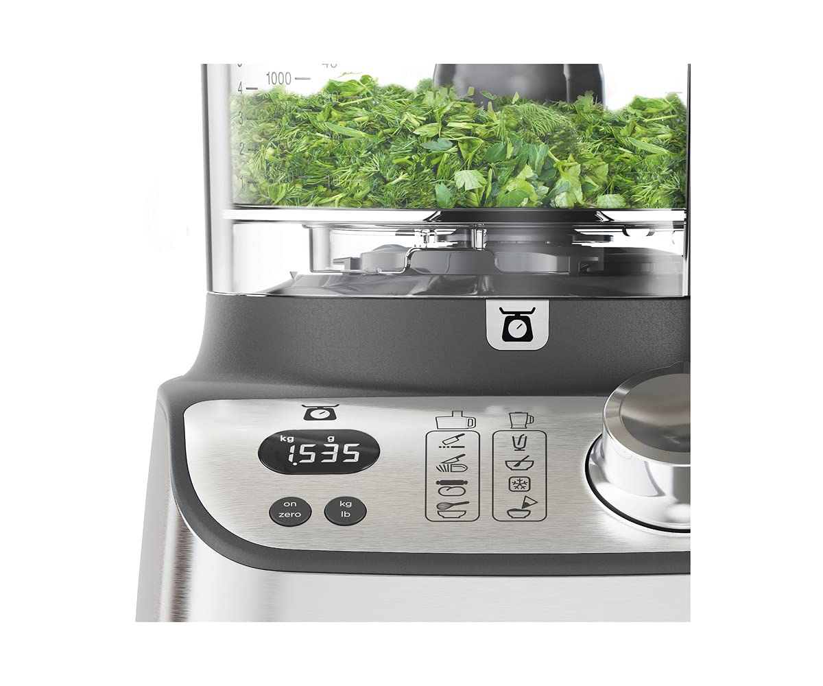 Kenwood Food Processor 1000W With Glass Blender, Glass Mill, Juicer Extractror, Dual Metal Whisk, Dough Maker, Citrus Juicer, Express Serve/Salad Maker, Kitchen Scale/Weighing Tray Fdm71.980Ss Silver