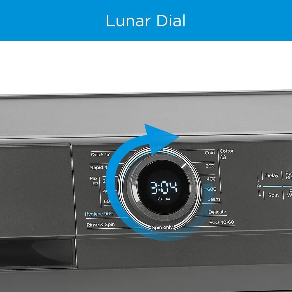 Midea 8KG Front Load Washing Machine with BLDC Inverter Motor, 1400 RPM, 15 Programs, Fully Automatic Washer with Lunar Dial, Integrated Digital Control-LED Display, Multiple Temperature MF100W80BWGCC