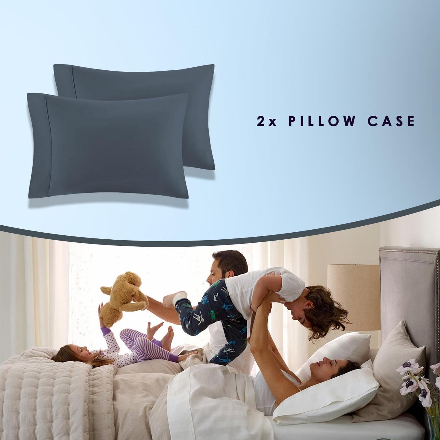 1000 Thread Count Pillowcases King Dark Blue, 100% Long Staple Cotton Pillow Cases, Luxurious Sateen Weave Set of 2 Pillow Covers (Dark Blue King Size 100% Cotton Pillow Cases)