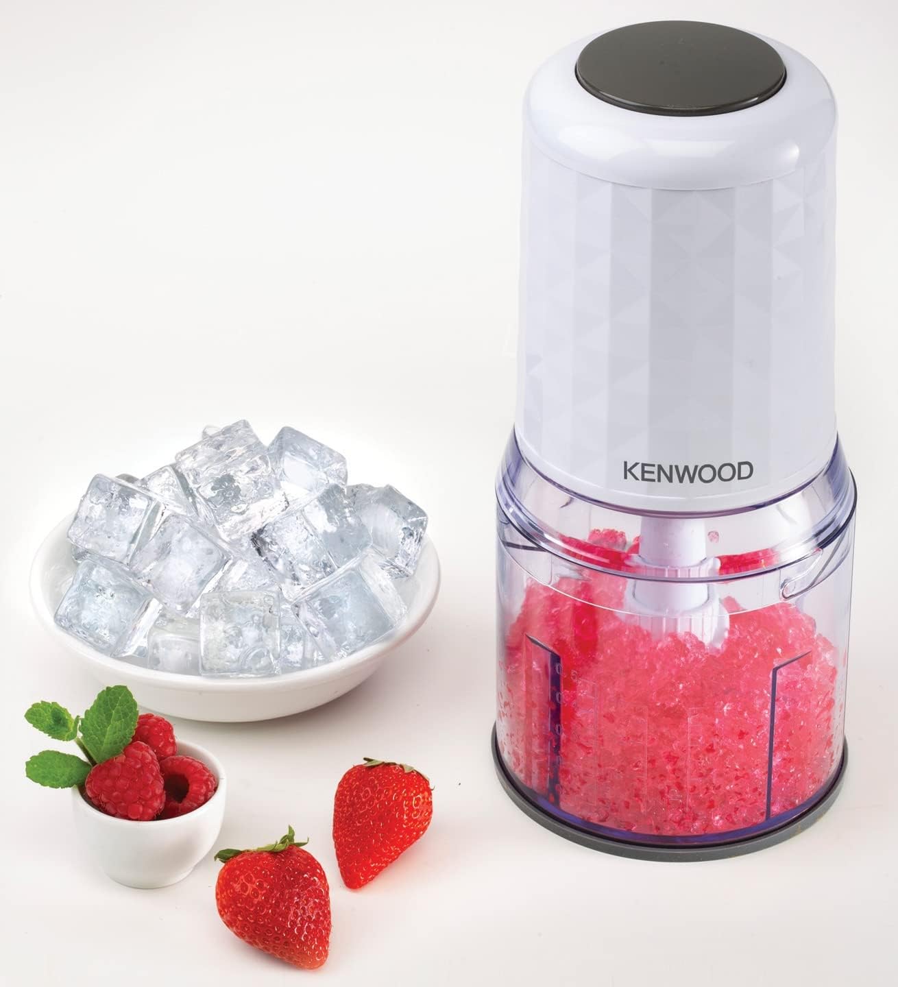 Kenwood Chopper 400W Electric Food Chopper With 500Ml Bowl, Dual Speed, Stainless Steel Quad Blade, Rubber Lid, Ice CrUSh Function Chp40.000Wh White