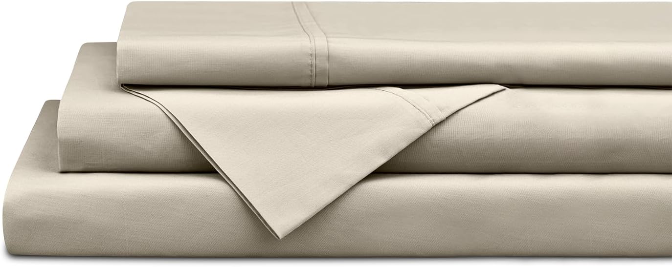 Linen Home 100% Cotton Percale Sheets Twin XL Size, Charcoal, Deep Pocket, 3 Pieces Set - 1 Flat, 1 Deep Pocket Fitted Sheet and 1 Pillowcase, Crisp Cool and Strong Bed Linen