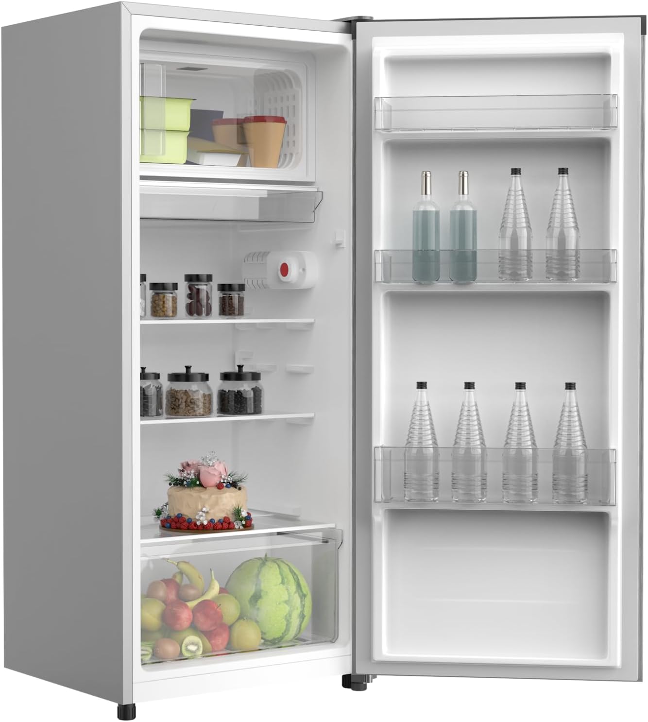 KROME 60L Gross, Single Door Compact Refrigerator, Energy Class A+, Reversible Door, Mini Fridge Suitable for Kitchen, Bedroom Office & Minibar, INOX Color, 5 Year Compressor Warranty- KR-RDC60H