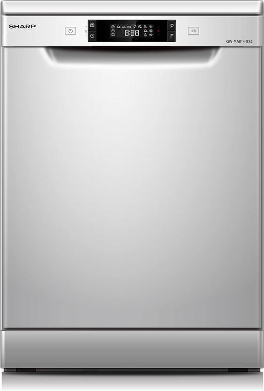 Sharp 8 Programs 14 Place Settings 3 Layered, Stainless Steel Tub Free Standing Dishwasher Silver ~ Qw-Ma814-Ss3"Min 1 year manufacturer warranty"