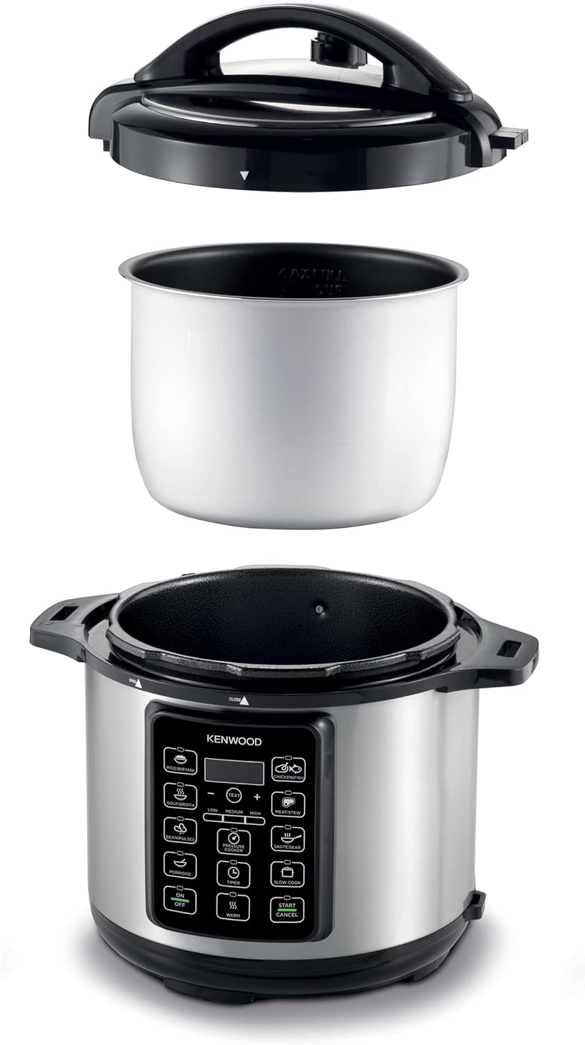 Kenwood 16 In 1 Electric Pressure Cooker 8L 1000W Multifunctional Programmable Multicooker With Safety Feature, Smart Cook Programs, Pcm80 Silver/Black, Pcm80.000Ss