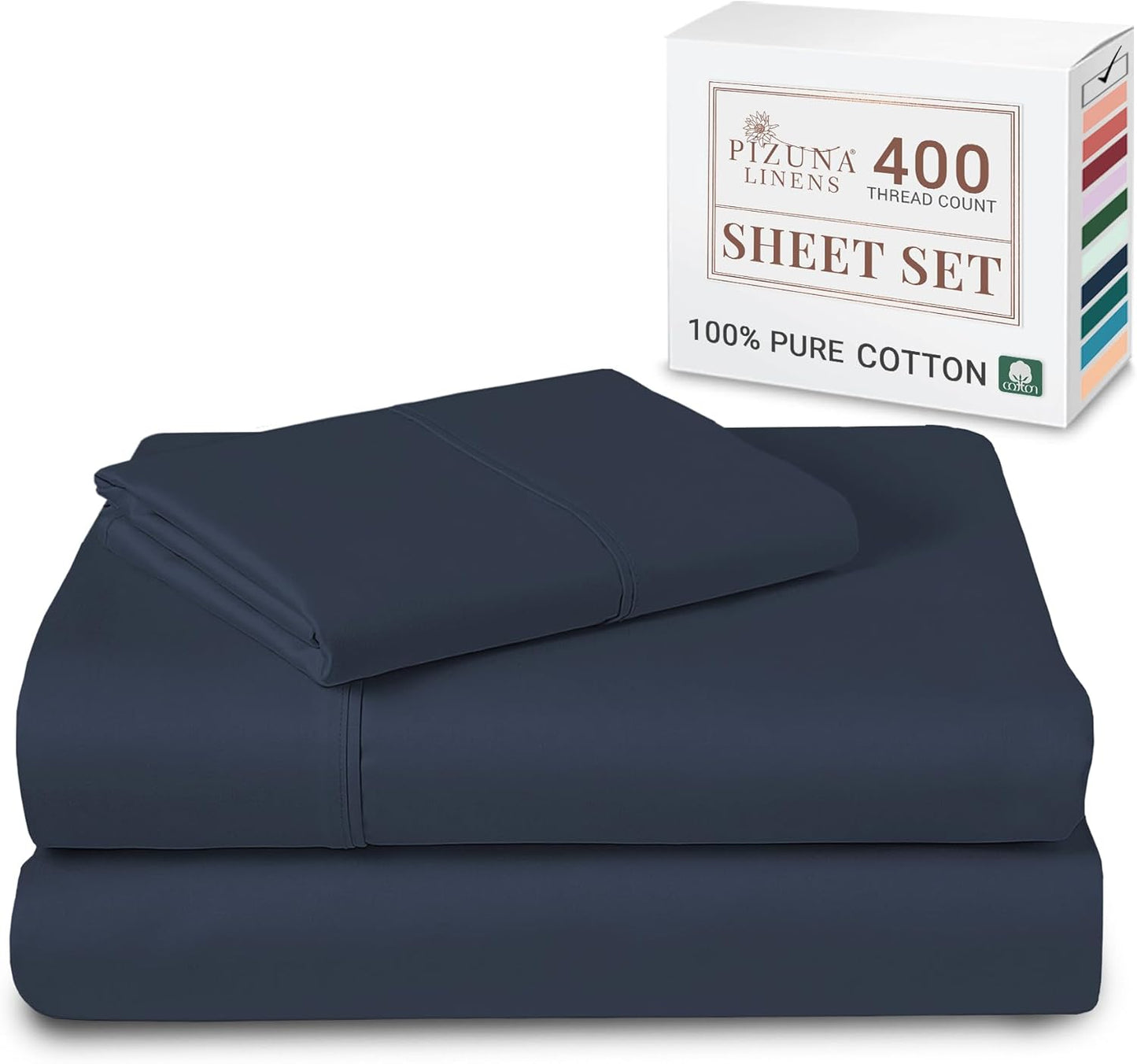 100% Cotton Sheets Full Size, Luxurious 400 Thread Count Long Staple Cotton Sateen Sheets with 15inch Deep Pocket (Combed Silver Sheet Full)