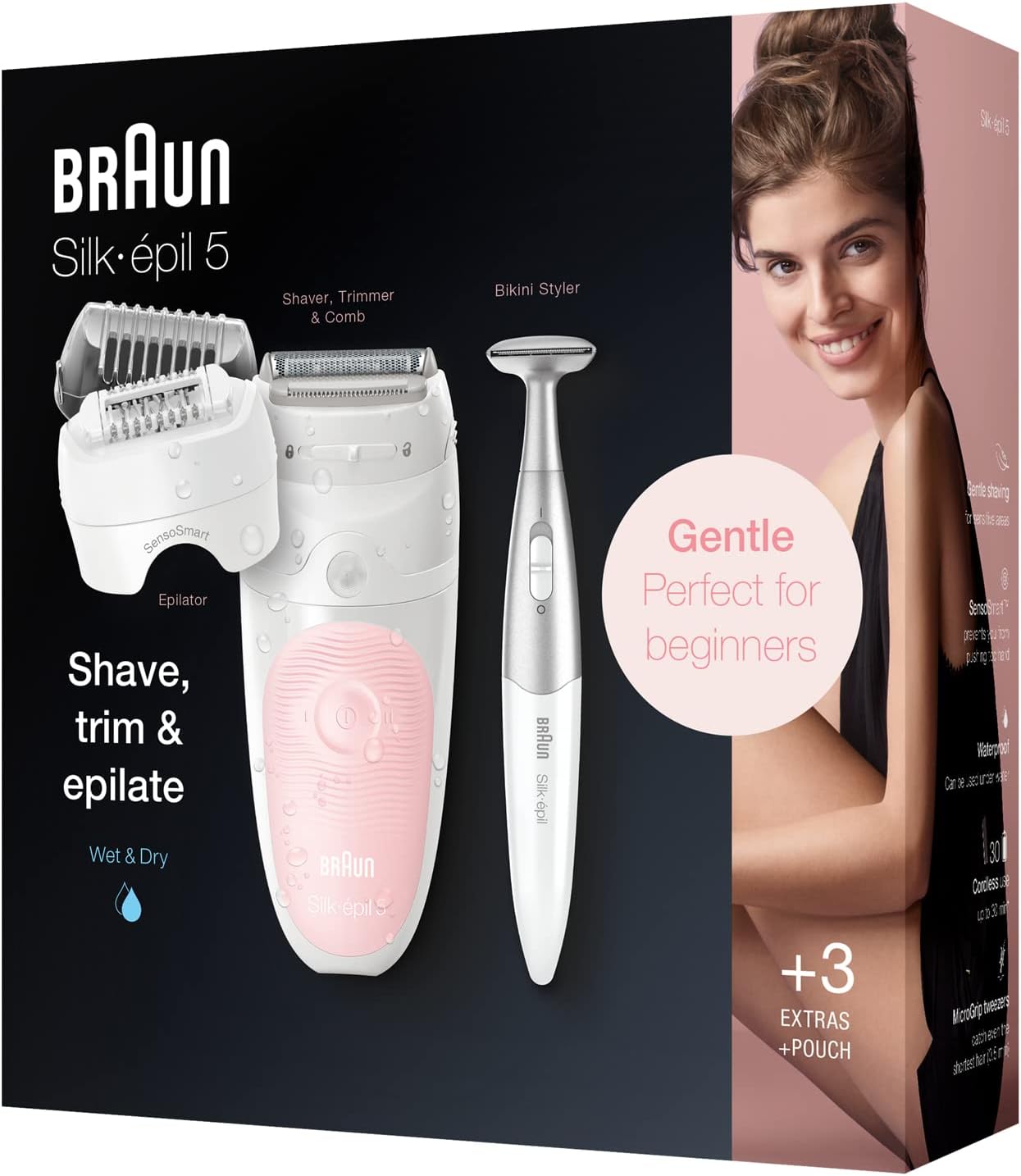 Braun Silk-Epil 5 5-541 Wet & Dry Epilator With 4 Extras