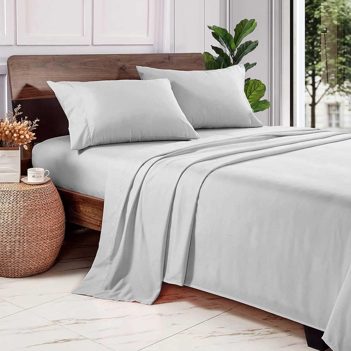 Lavish Touch Egyptian Cotton Sheets Set | 4-Piece with 1 Deep Pocket Fitted Sheet, Flat Sheet, & Two Pillowcases, Soft Luxury Hotel Quality Bedding 600 Thread Count