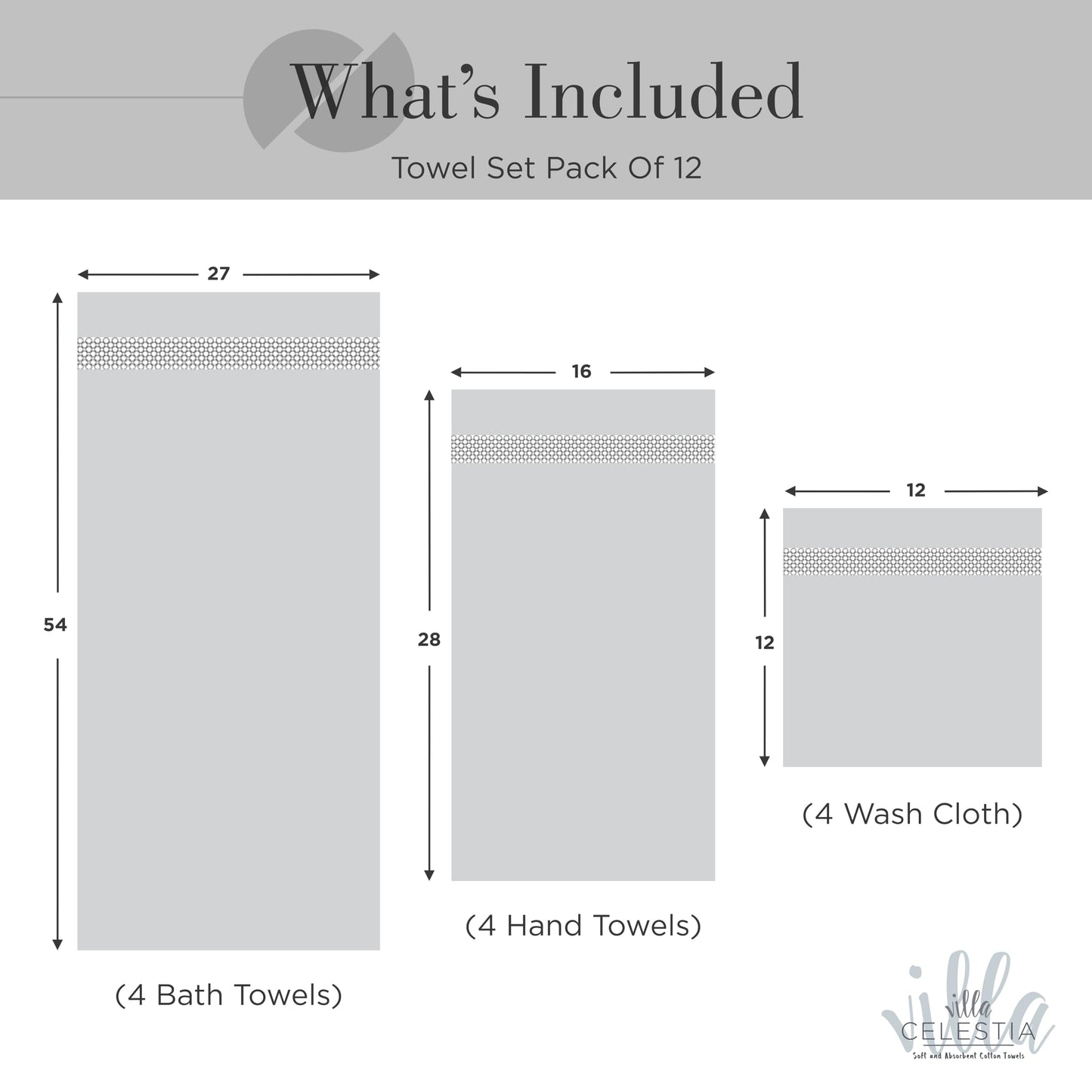 600 GSM 100% Cotton Bath Towels, Grey, Set of 4, Highly Absorbent, Plush, Soft, Quick Dry, 4 Pieces Combed Cotton Luxury Towels for Hotels, Spa, Salon, Bathroom, Dorm, Pack of 4