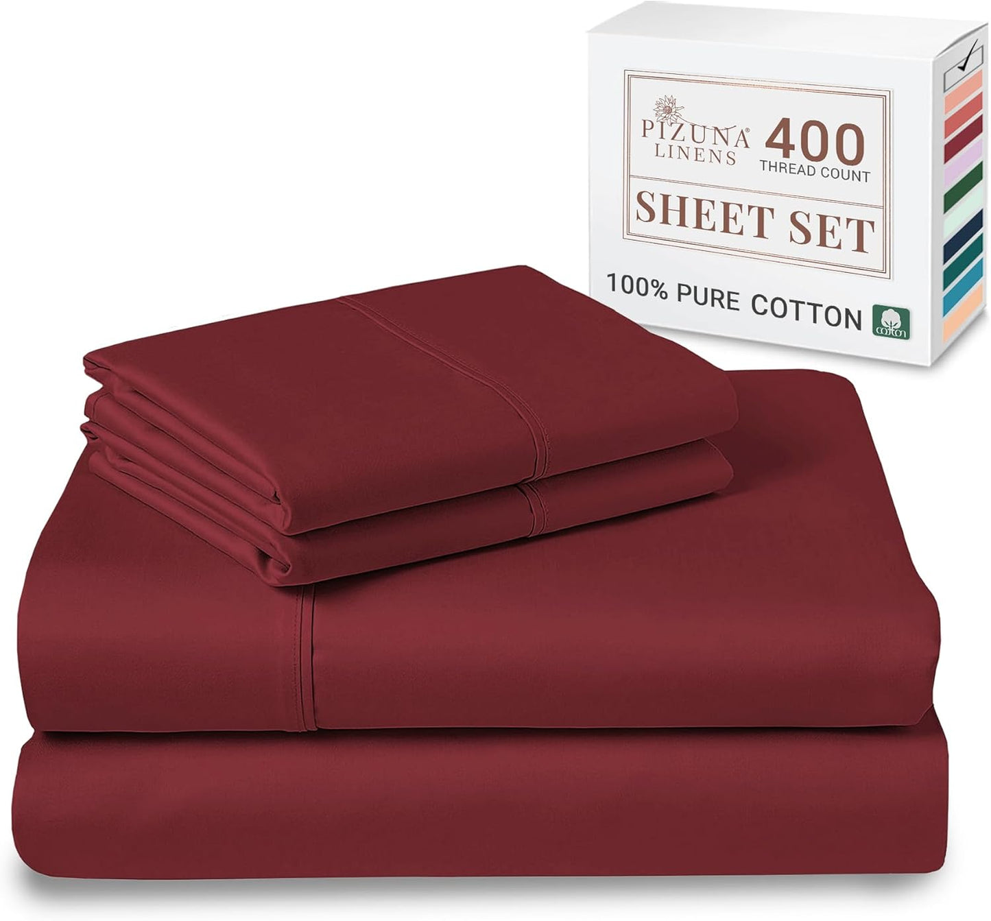 100% Cotton Sheets Full Size, Luxurious 400 Thread Count Long Staple Cotton Sateen Sheets with 15inch Deep Pocket (Combed Silver Sheet Full)