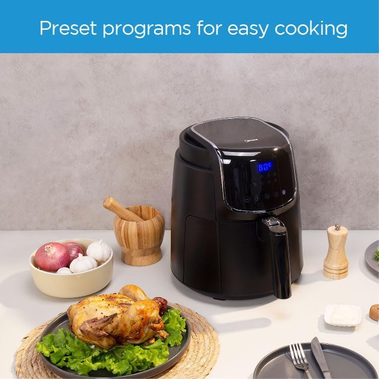 Midea 7.3L Extra Large Digital Air Fryer 1500W with Large See-Through Window, Dual Frying Functions, 8 Functions with Digital Panel, Dual Cyclone Rapid Hot Technology, Largest Oil Less Fryer, MFCY75A2